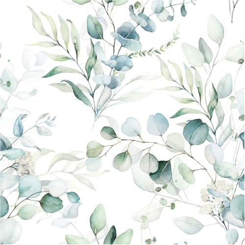 ELTON Waterproof Peel and Stick Floral Wallpaper, Self-Adhesive Vinyl Wall Covering for Bedroom, Living Room Bathroom Cabinet, Countertop (45 x 300 cms, Green Eucalyptus Leaf Pattern) - Image 5