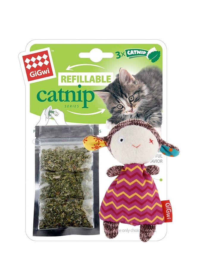 GIGWI Refillable Catnip (Sheep) with 3 Catnip Teabags in Zip lock bag Multicolor - Image 1