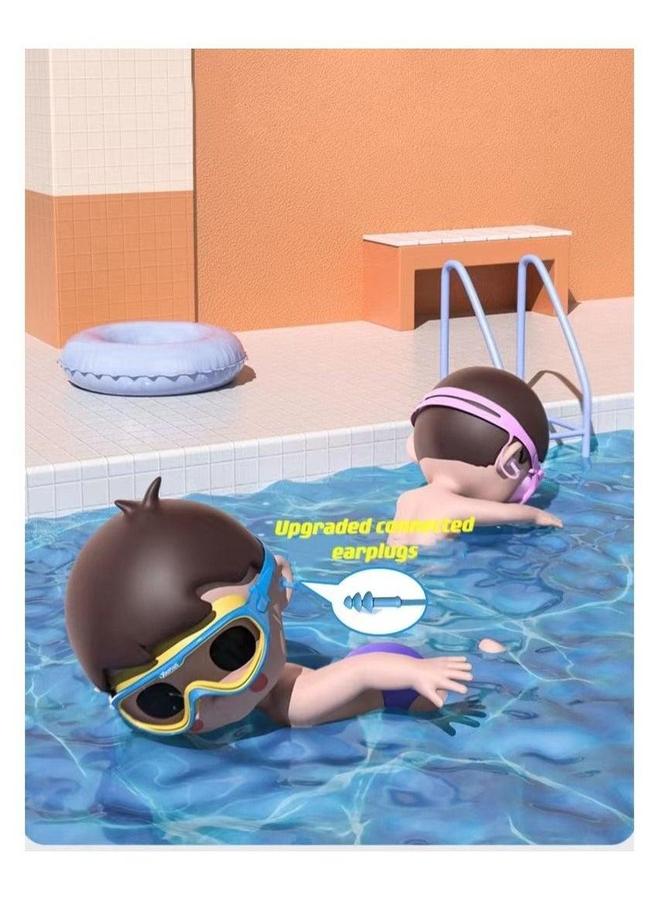 Generic Swimming Goggles With Connected Earplugs And Cap For Kids-Pink - Image 4