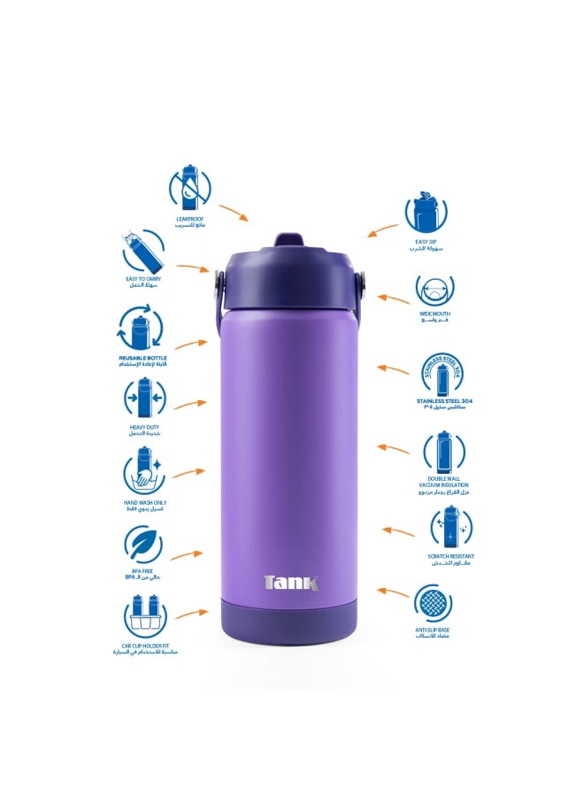 Tank Move, 550ml, Grape, Stainless Steel Bottle, insulated, Leakproof - Image 3