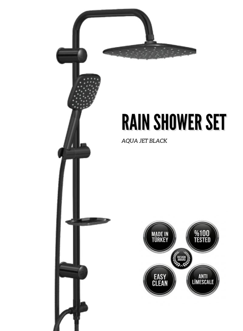MAAT Aqua Jet Black Rain Shower Set | Jet Black Rain Shower Set | Turkish Craftsmanship  - Image 1