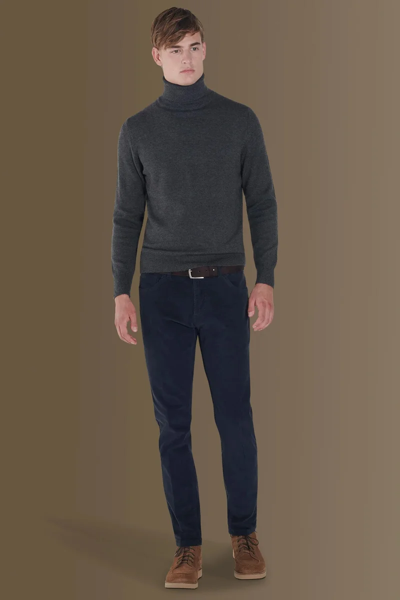 5 pockets trousers wales corduroy - Navy Blue