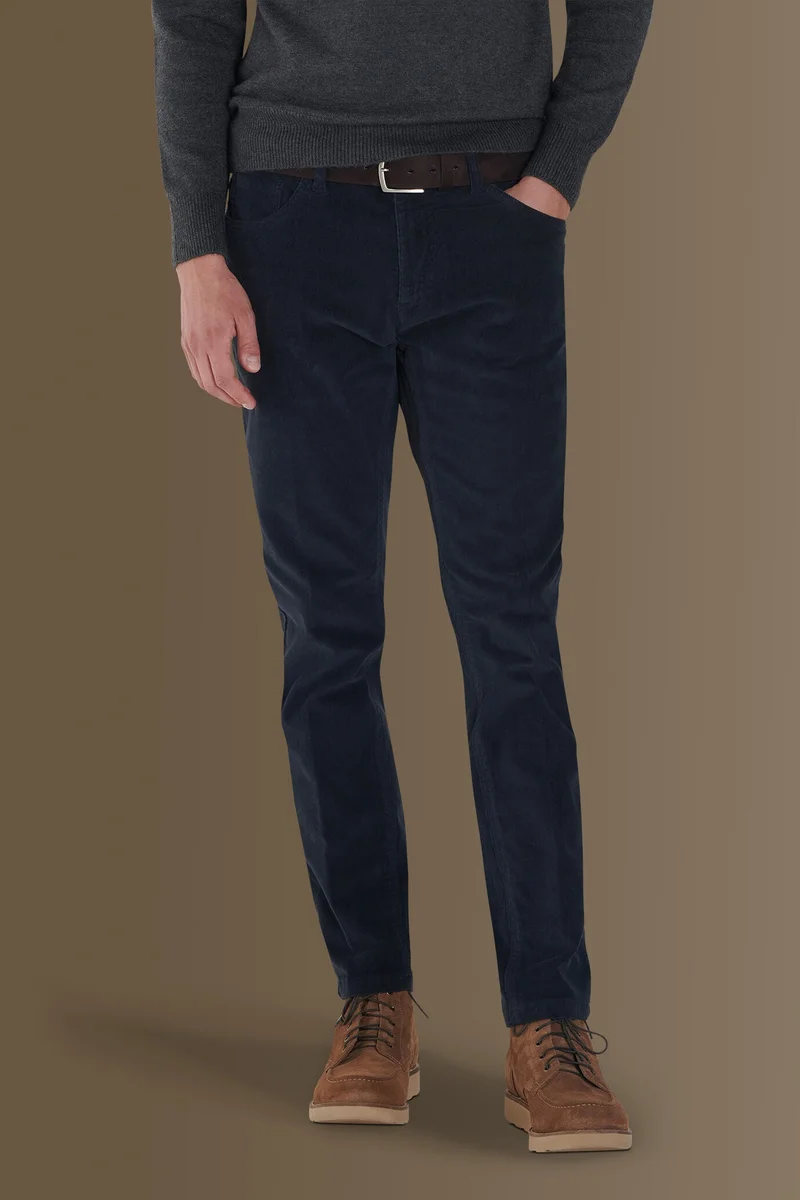 Doppelganger 5 pockets trousers wales corduroy - Navy Blue