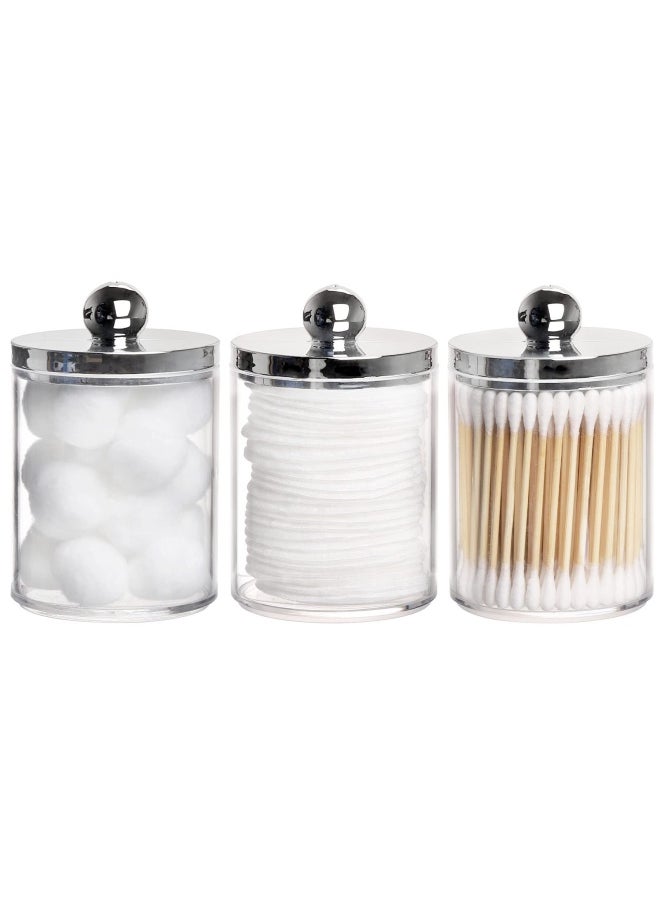 Tbestmax - 10 Oz Cotton Swab Ball Pad Holder  Qtip Apothecary Jar  Clear Bathroom Containers Dispenser For Storage 3 Pack - Image 1
