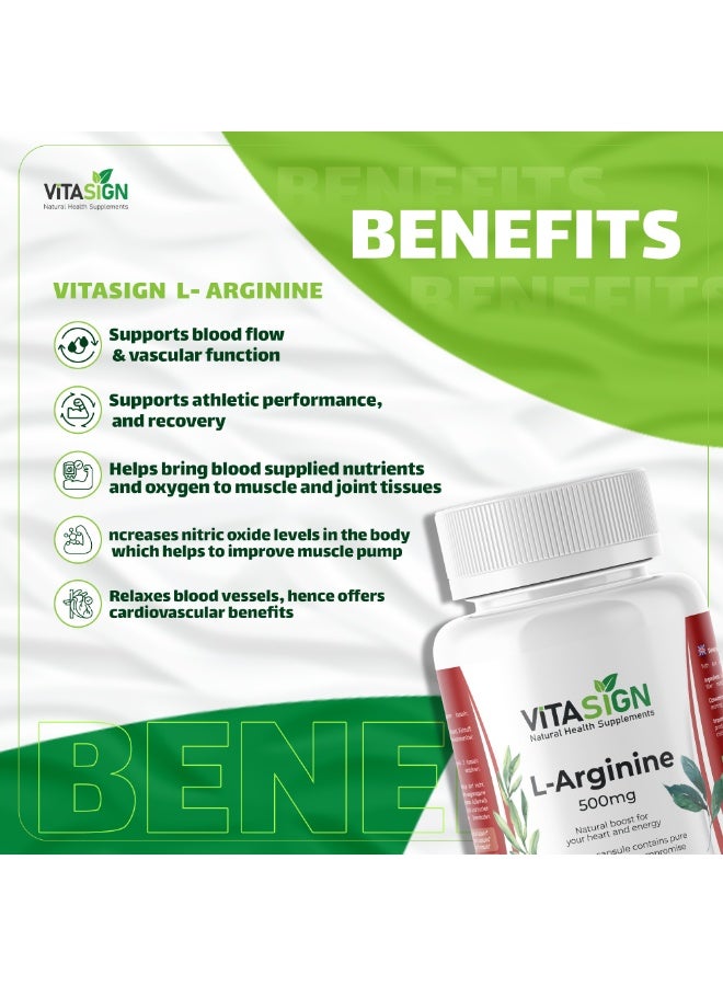 VITASIGN Premium L-Arginine 500mg, 90 vegan capsules - Boost heart and energy - Image 5