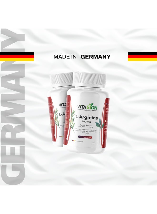 VITASIGN Premium L-Arginine 500mg, 90 vegan capsules - Boost heart and energy - Image 4