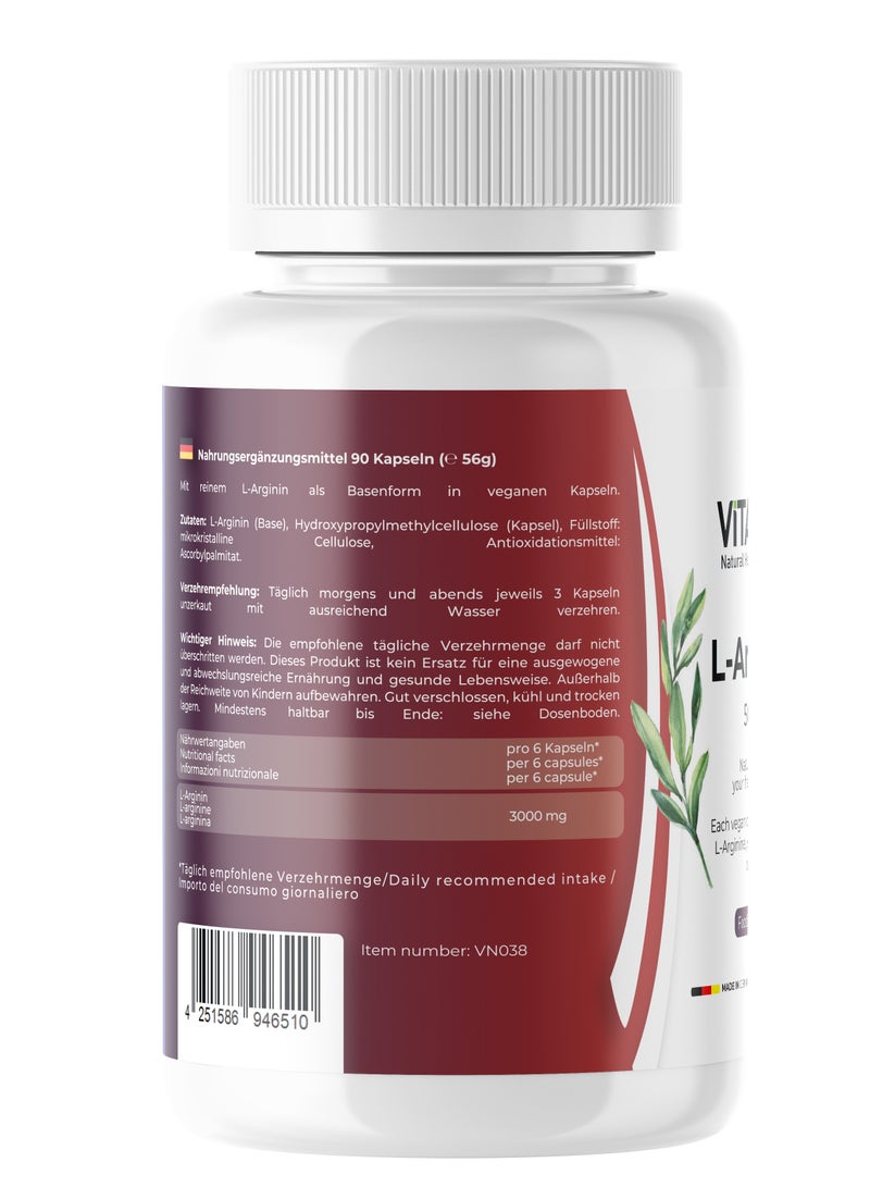 VITASIGN Premium L-Arginine 500mg, 90 vegan capsules - Boost heart and energy - Image 2