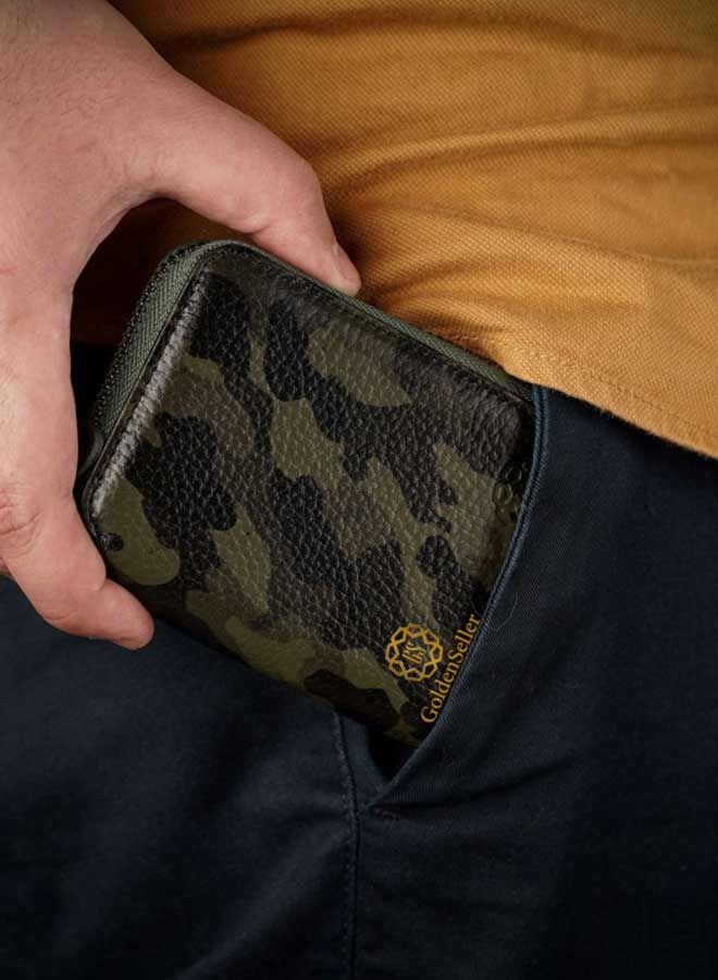 GoldenSeller Golden Seller Army Green Zipper Wallet - Image 4