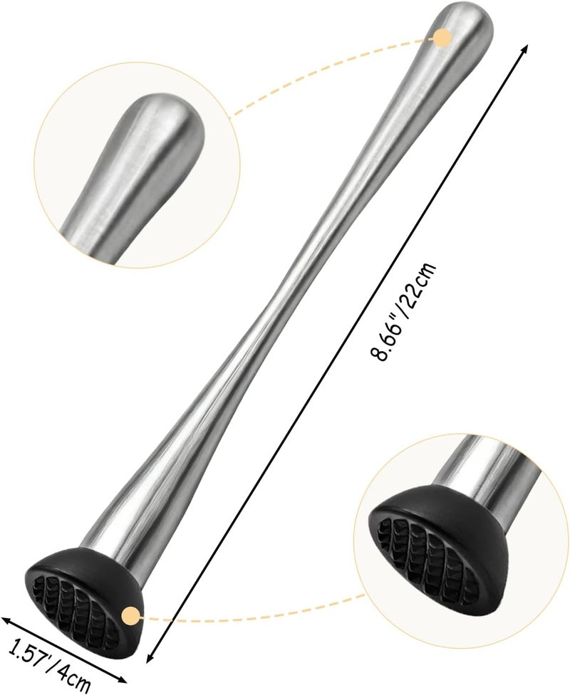 Dancepanda Muddler for Cocktails,Stainless Steel Muddler Tool for Bar and Drink,Fruit Smasher - Image 2