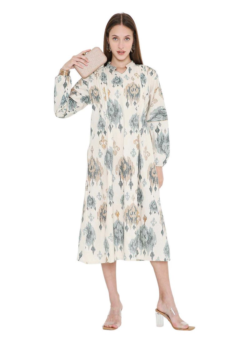 HANA & SARA HIGH QUALITY SHORT PRINTED FARASHA ARABIC KAFTAN JALABIYA DRESS  - Image 1