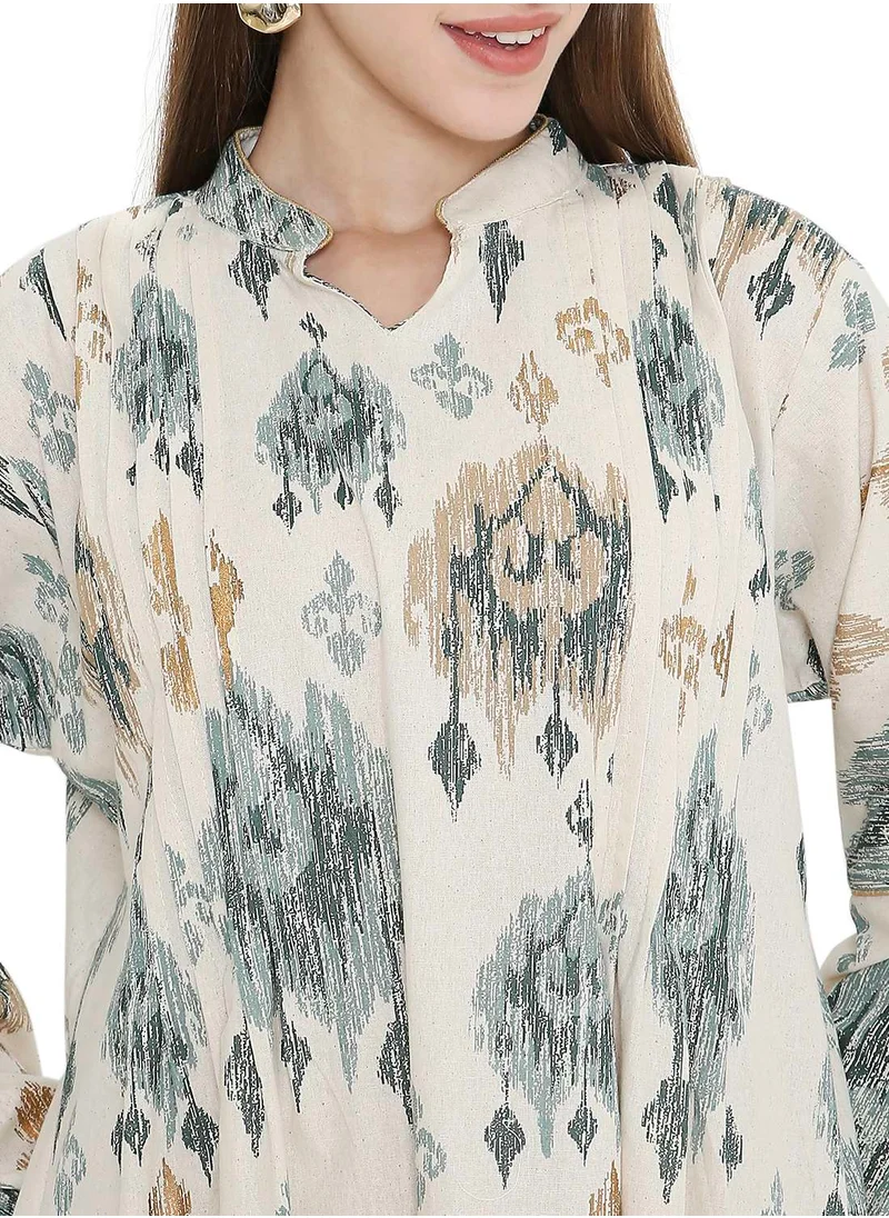 HANA & SARA HIGH QUALITY SHORT PRINTED FARASHA ARABIC KAFTAN JALABIYA DRESS