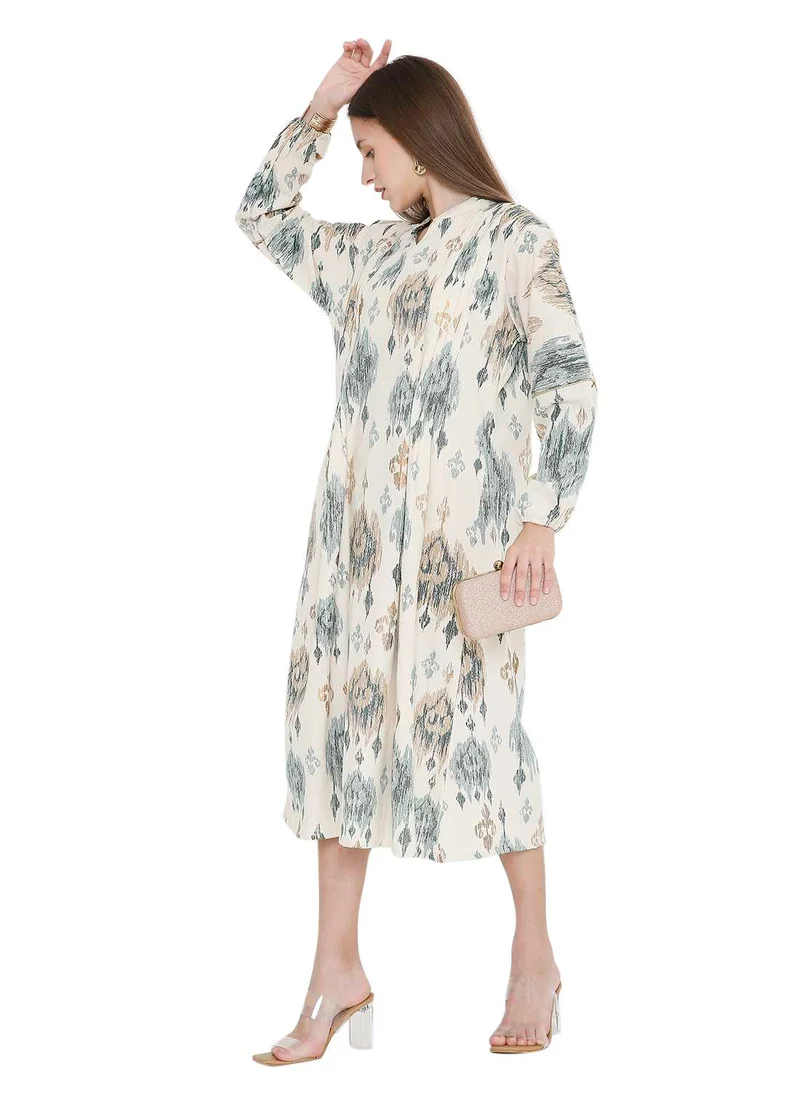 HANA & SARA HIGH QUALITY SHORT PRINTED FARASHA ARABIC KAFTAN JALABIYA DRESS