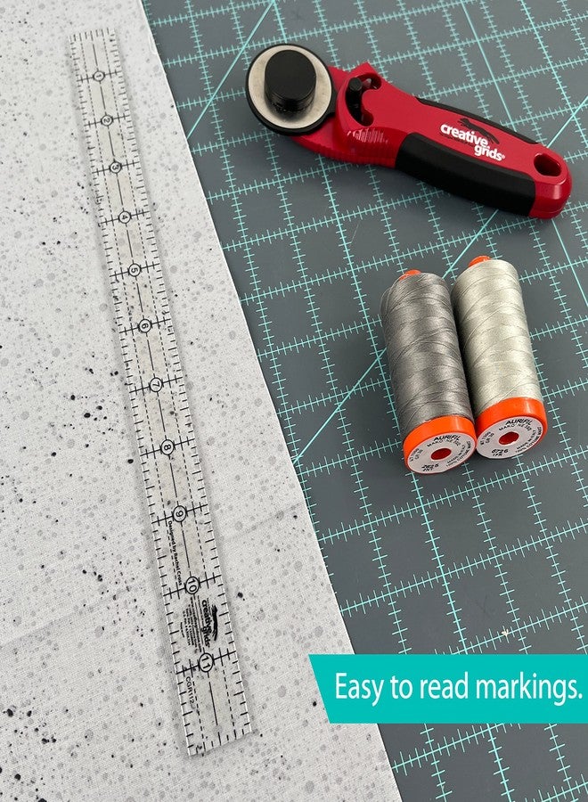 كريتيف جريدز مسطرة لحاف Creative Grids مستطيلة مقاس 1 بوصة × 12 بوصة - CGR112 - صُنعت في الولايات المتحدة الأمريكية، مصنوعة من الأكريليك بمقبض مانع للانزلاق، تُستخدم للخياطة والحرف اليدوية والترقيع، لقياس وقطع القماش - Image 2