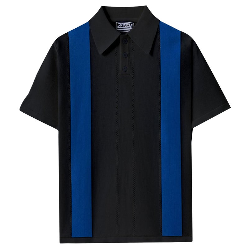 Men's Striped Short Sleeve Polo Shirt Casual Knit Collared Top SJ0096 - Image 4