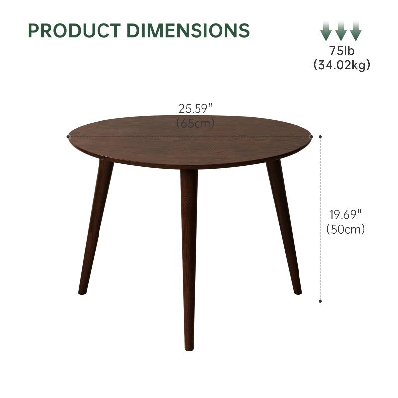 Wayshome Small Oval Coffee Table, 100% Solid Wood Coffee Tables Mid Century Modern Table for Living Room, Side Table End Tables for Home (Walnut Wood Color, 25.59''x17.51''x19.68'') - Image 2