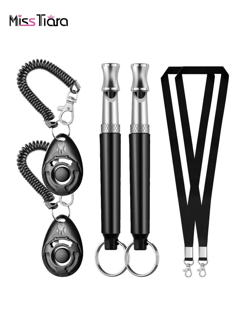 MissTiara - 2 Piece Professional Ultrasonic Dog Whistles With Lanyard and Dog Training Clickers For Recall Stop Barking Adjustable Frequencies Proven Results Pet Training Set - Image 1
