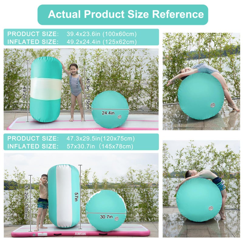 AWSUM Gymnastics Tumbling Equipment Barrel Inflatable Air Roller Thicken Octagon Mat back Handspring Trainer for Cheerleading Training Home Use, Without pump - Image 4