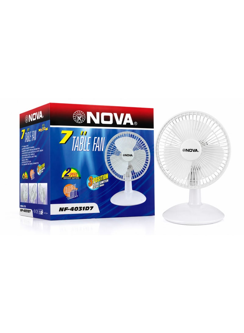 Nova مروحة طاولة نوفا NF-4031D7 المحمولة – مروحة خفيفة للتبريد في المنزل والمكتب مع دوران هواء فعال - Image 3