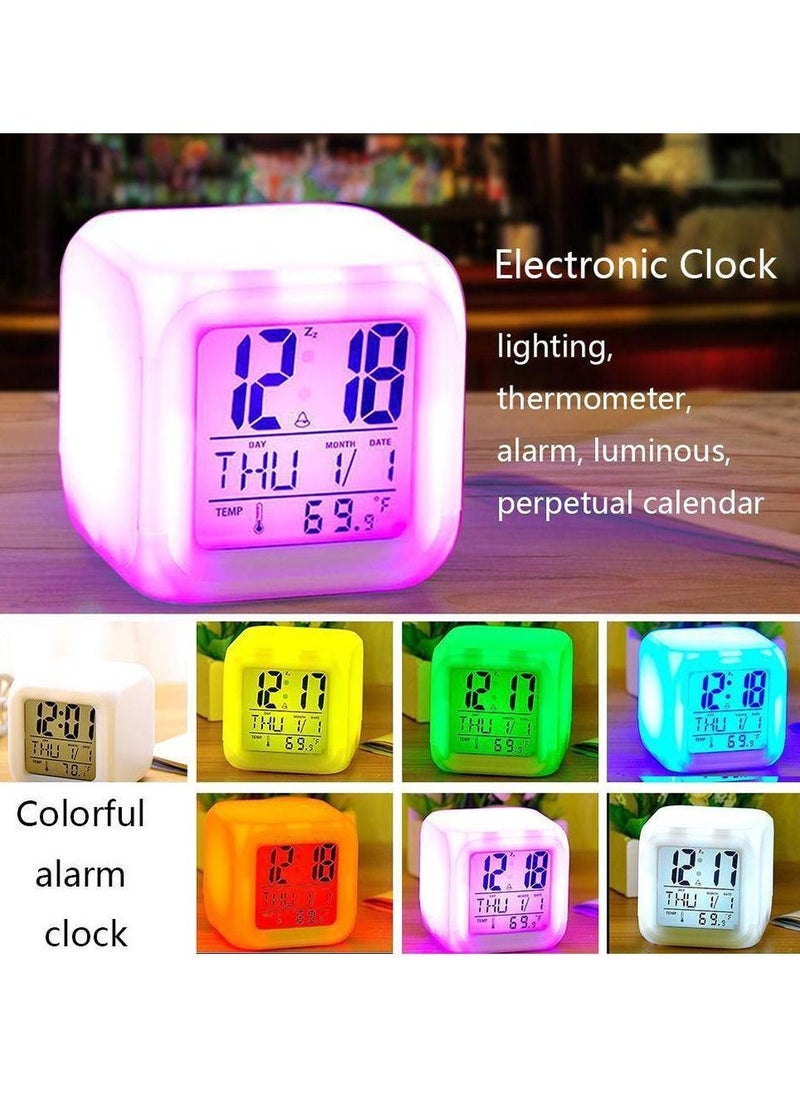 Toshionics - 7 Colours Changing Digital LCD Display Alarm Clock  with Temperature and Date - Image 1