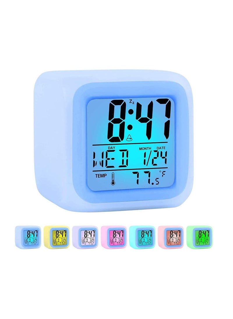 Toshionics - 7 Colours Changing Digital LCD Display Alarm Clock  with Temperature and Date - Image 1