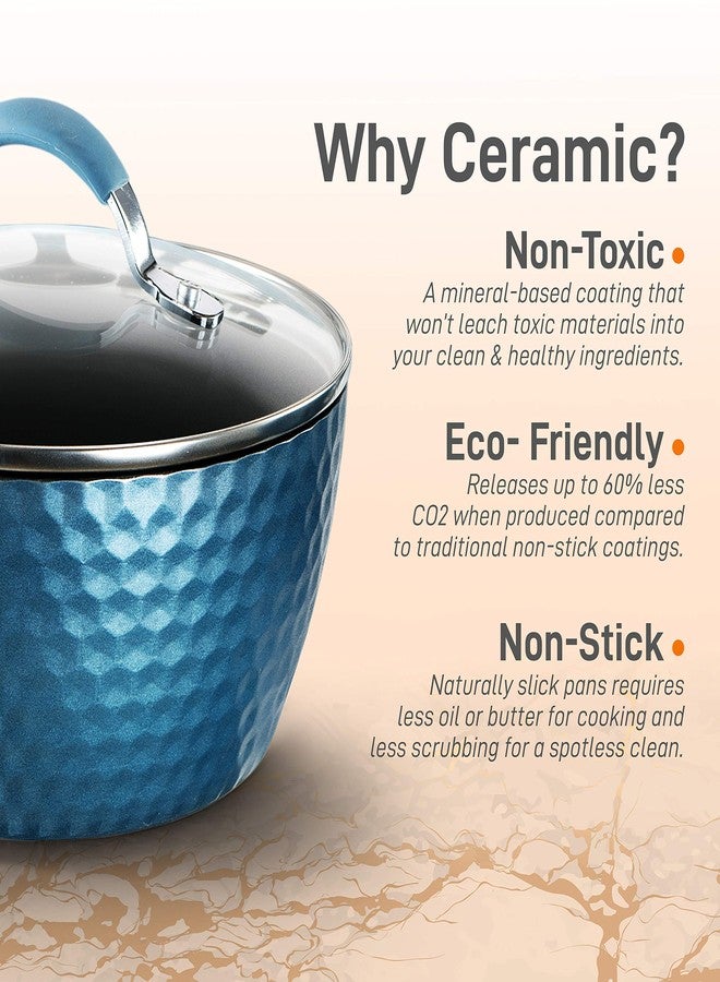 نيوتري شيف قدر طهي نوتري شيف المتين غير اللاصق - أواني طهي عالية الجودة للمطبخ مع أغطية زجاجية مقسّى شفافة، سعة 2.1 كوارت، متوافق مع الموديل: NCCW11BD، مقاس واحد، أزرق - نوتري شيف PRTNCCW11BDCP - Image 3