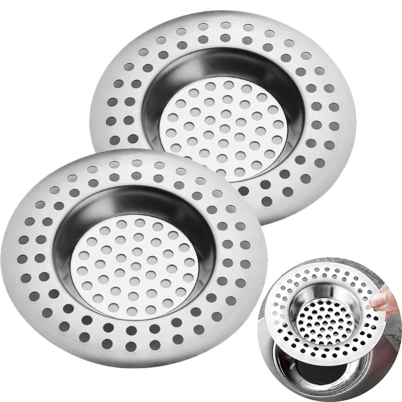 2 Pcs Sink Strainer Stainless Steel Sink Strainer Plug Drain Hair Catcher Protector Shower Drain Cover Sink Stopper Drain Filter for Kitchen Bathtub Bathroom 295  75 cm