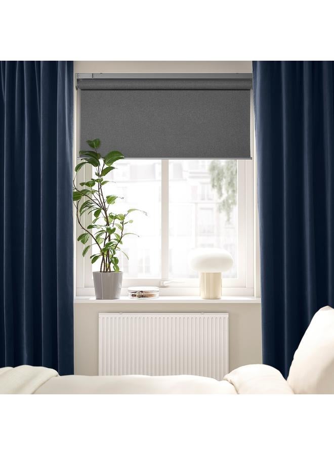 erorex Curtains, 1 Pair, With Heading Tape/Dark Blue, 140X300 Cm - Image 2