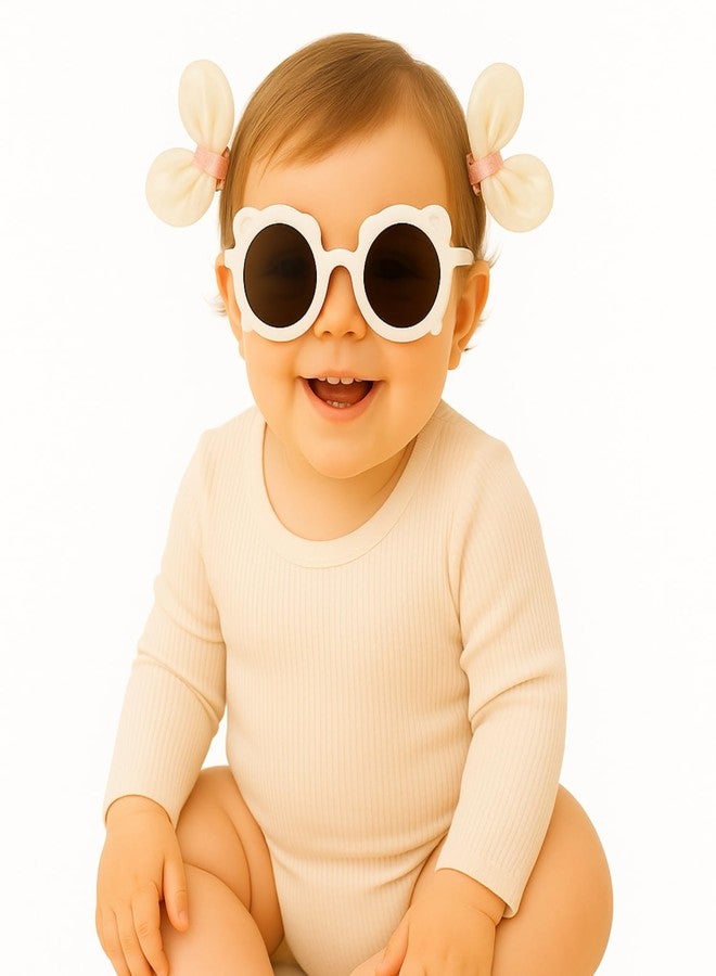 BellaStella Cute Flower Hair Clip with Sun Goggles Design for Kids - Hair Accessory for Baby Boys & Baby Girls Pack of 1 (White) - Image 2