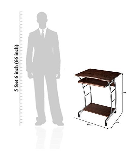 NILKAMAL Nilkamal Leo Engineered Wood Computer Trolley Table with Keyboard Tray and 1 Shelf BlackWalnut  - Image 2
