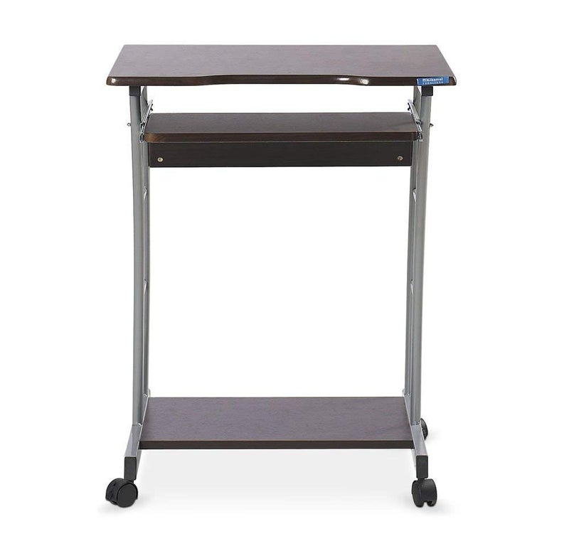NILKAMAL Nilkamal Leo Engineered Wood Computer Trolley Table with Keyboard Tray and 1 Shelf BlackWalnut  - Image 4