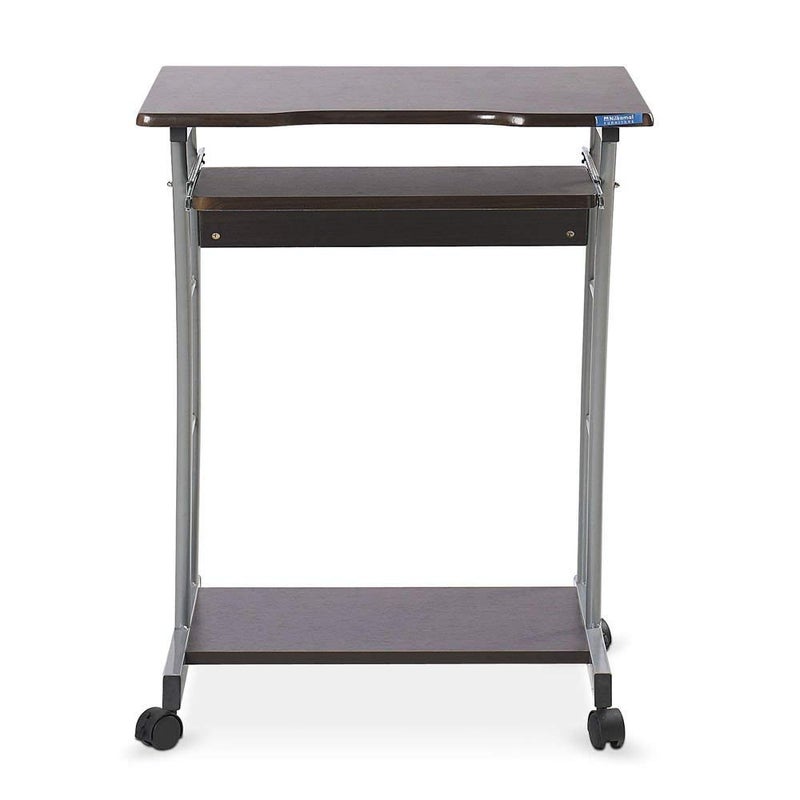 NILKAMAL Nilkamal Leo Engineered Wood Computer Trolley Table with Keyboard Tray and 1 Shelf BlackWalnut  - Image 3