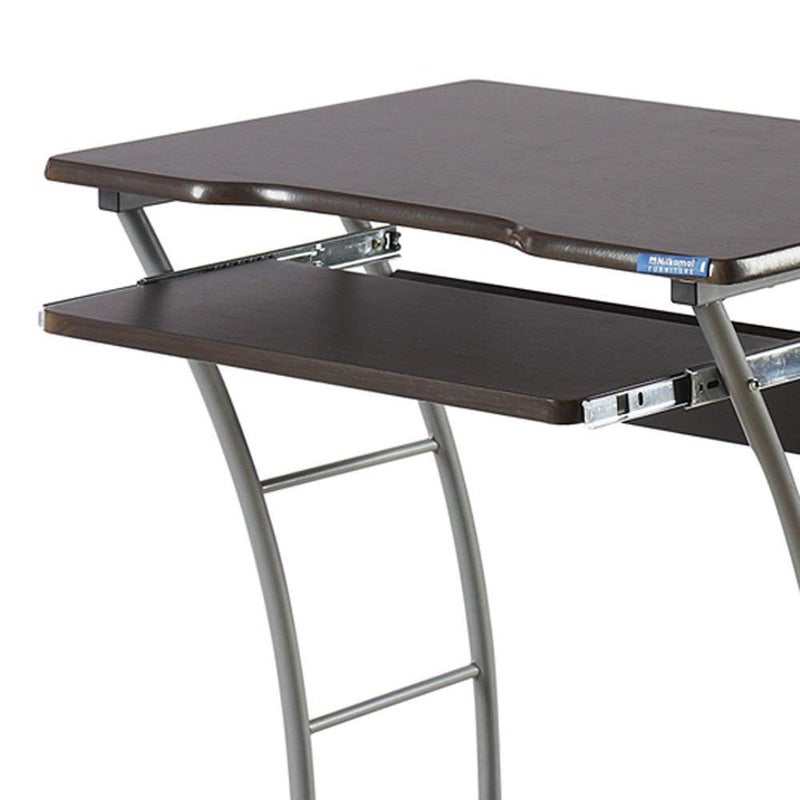 NILKAMAL Nilkamal Leo Engineered Wood Computer Trolley Table with Keyboard Tray and 1 Shelf BlackWalnut  - Image 5