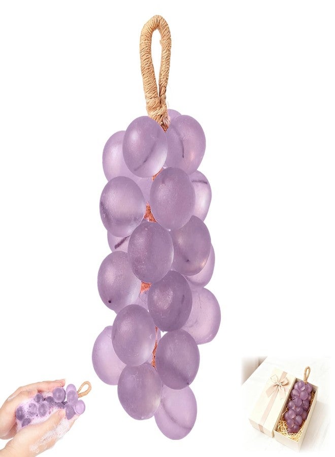 HDFDREO Grape Soap,Grape Soap On A Rope,Handmade Grapes Cluster Shaped Soaps,Decorative Soaps Bars,DIY Exquisite Home Decor and Gift Choice for Washing Hands and Fresh Air Men Women (1, Purple) - Image 1