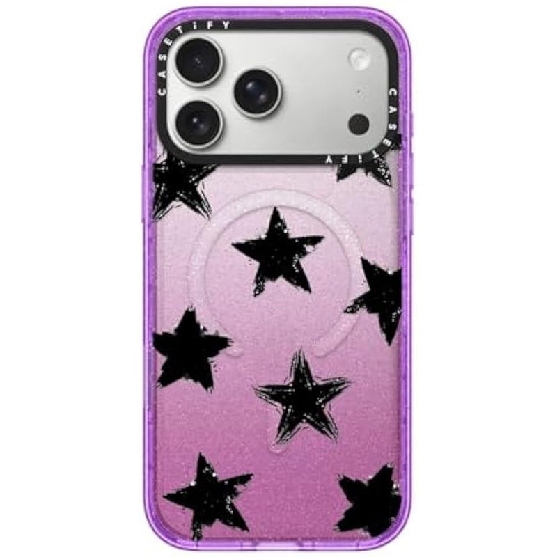 Casetify Impact iPhone 17 Pro Max Case 【Slim/Compatible with Magsafe / 8.2 ft. 4X Military Grade Drop Protection】 - Star Marks - Glitter Purple - Image 1