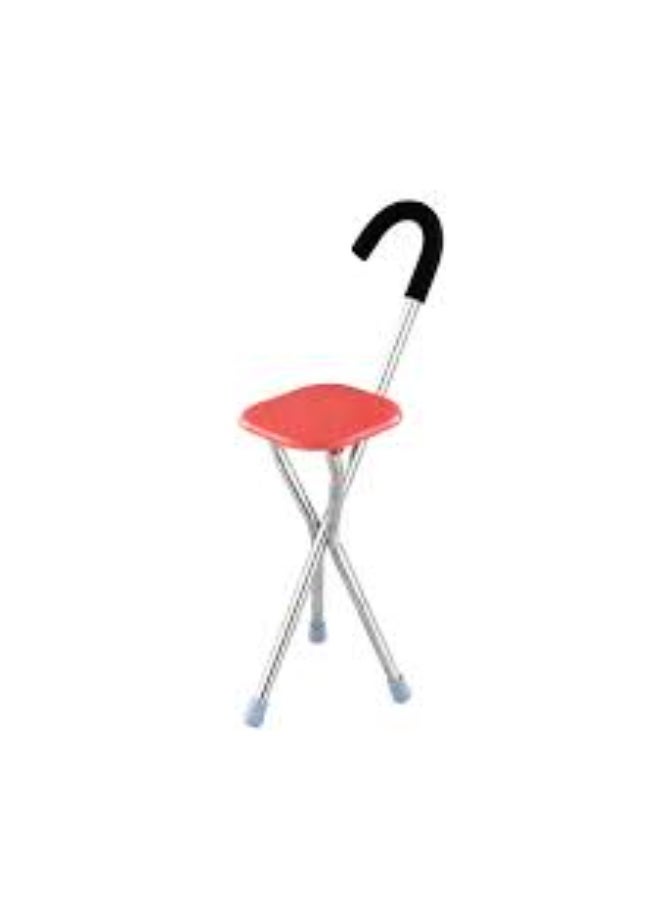 Walking Cane with Foldable Seat, Red, Portable Walking Stick Chair, Model 83-3 - Image 2