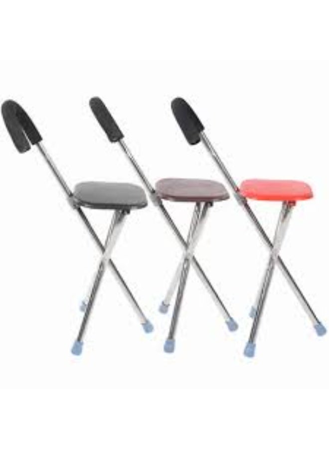 Walking Cane with Foldable Seat, Red, Portable Walking Stick Chair, Model 83-3 - Image 1