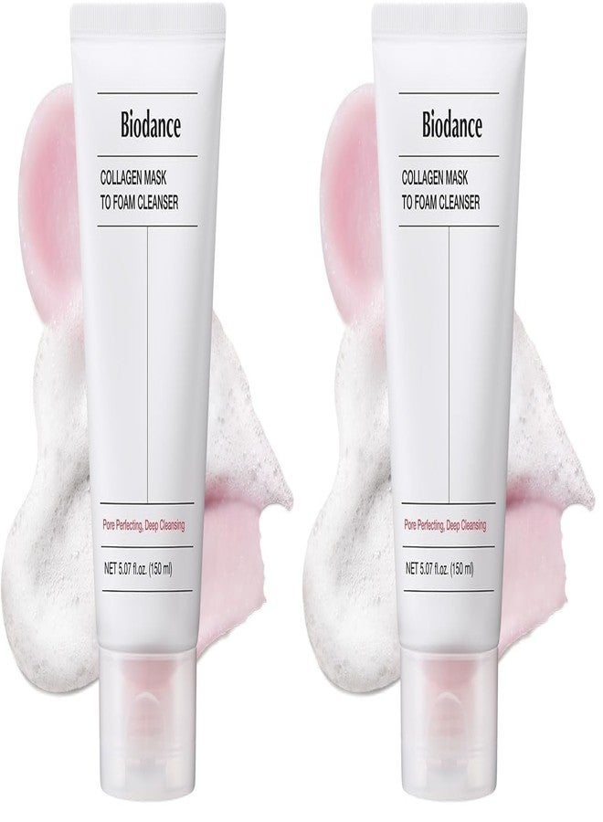 BIODANCE Collagen Mask To Foam Cleanser, 2-in-1 Pore Care and Hydrating Foaming Facial Cleanser for Sensitive Skin, Gentle Face Wash, Korean Skin Careㅣ5.07 fl. oz. (150 ml) (Pack of 2) - Image 1