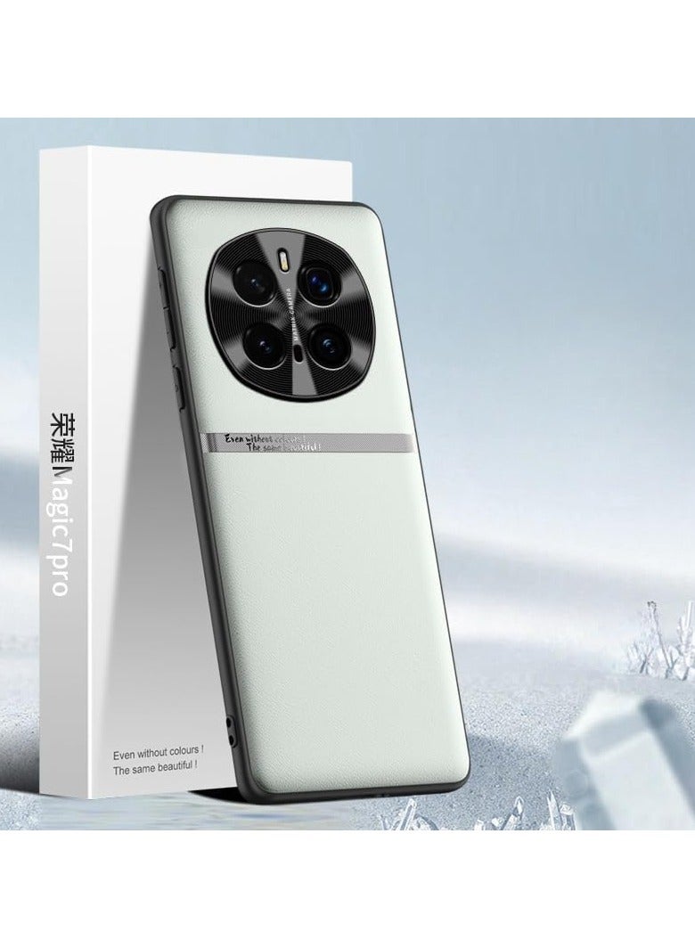 حافظة جلدية ناعمة مضادة للصدمات لهاتف Honor Magic 7 Pro غلاف خلفي بسيط باللون الرمادي - Image 1