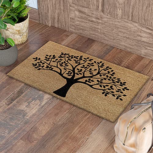 ATMAH Tree Design Coir Doormat 35x60 cm Multicolour | Non Slip Dirt Trapper | Indoor & Covered Outdoor Entrance Mat - Image 4