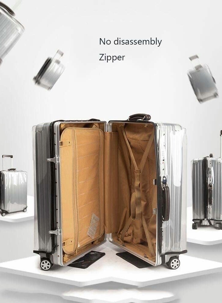 غطاء أمتعة شفاف متين من مادة البولي فينيل كلوريد لحقائب السفر ذات العجلات مقاس 24-30 بوصة - سهل الاستخدام ولا يحتاج إلى الإزالة - Image 2