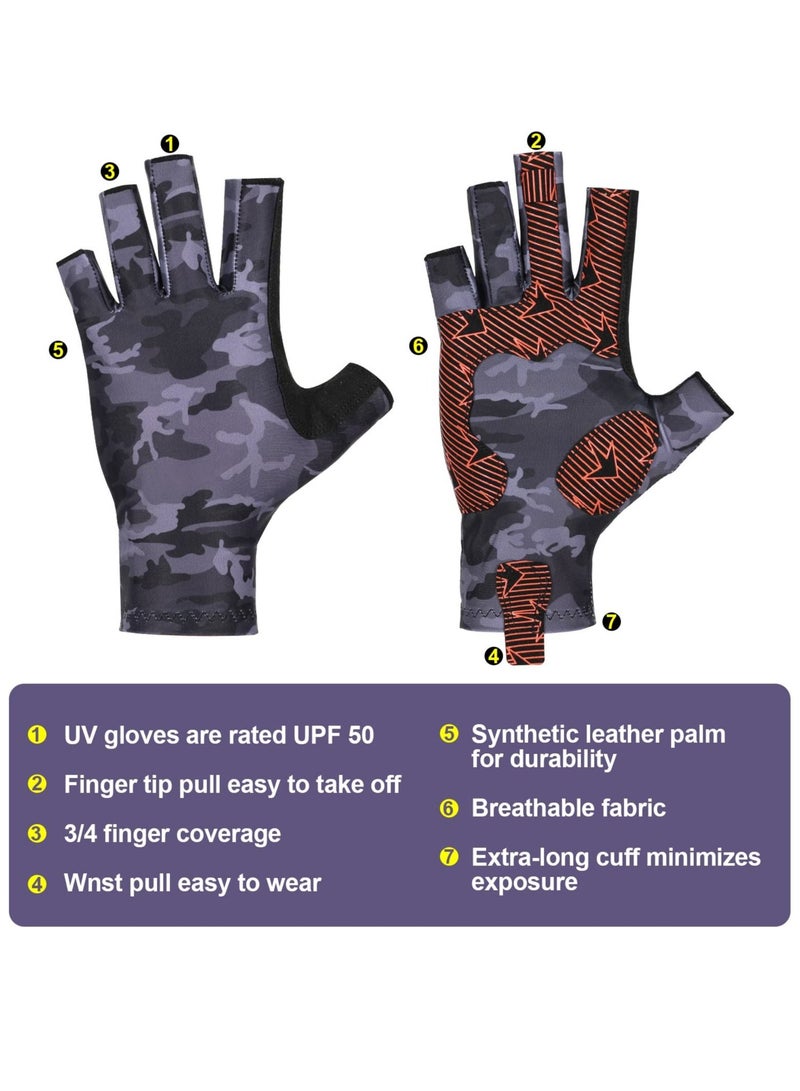 Y&D Camouflage Fishing Gloves, Gloves with Silicone, Pro Anti-Slip Sun Protection, Breathable Lightweight Archery Accessories Hunting Outdoors - Image 2