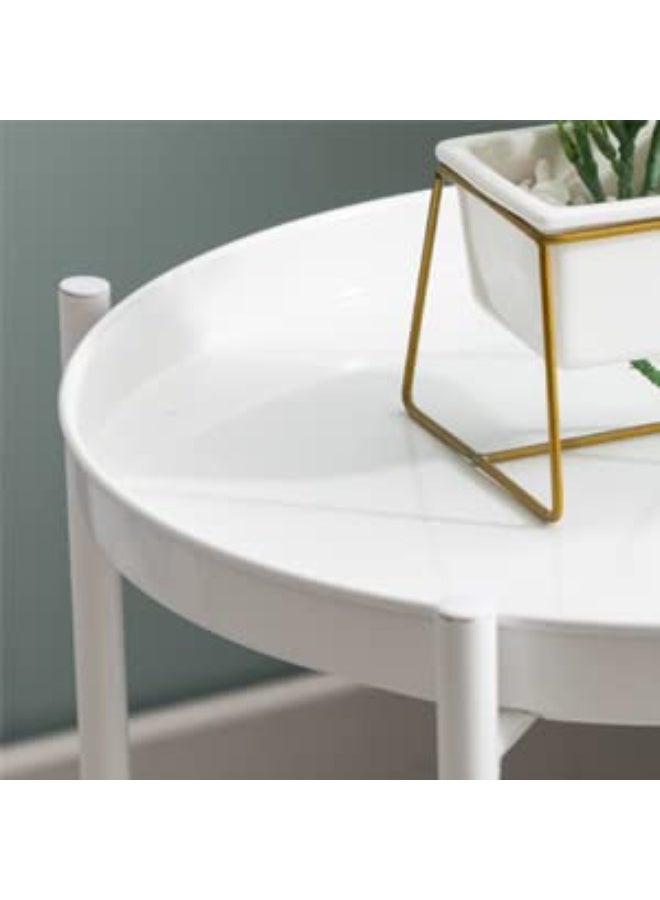 Generic 2-Tier Round Side Table, Metal End Table with Removable Tray, Small Outdoor Table Accent Table - Image 3