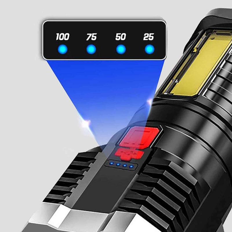 تشكيغلو مصباح يدوي محمول بمنفذ USB، مصباح يدوي بخمسة مصابيح، مصباح خارجي، مصباح كشاف عالي التحمل للاستخدام الخارجي، مصباح تخييم محمول، مقاوم للماء بمعيار IPX4 (ذهبي) - Image 5