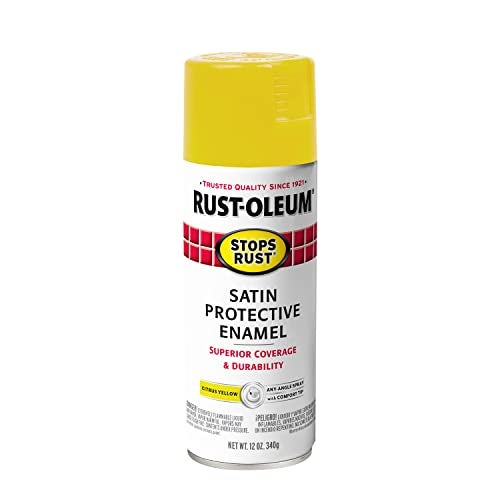 Rust-Oleum 365144 Stops Rust Spray Paint, 12 Oz, Satin Citrus Yellow - Image 1