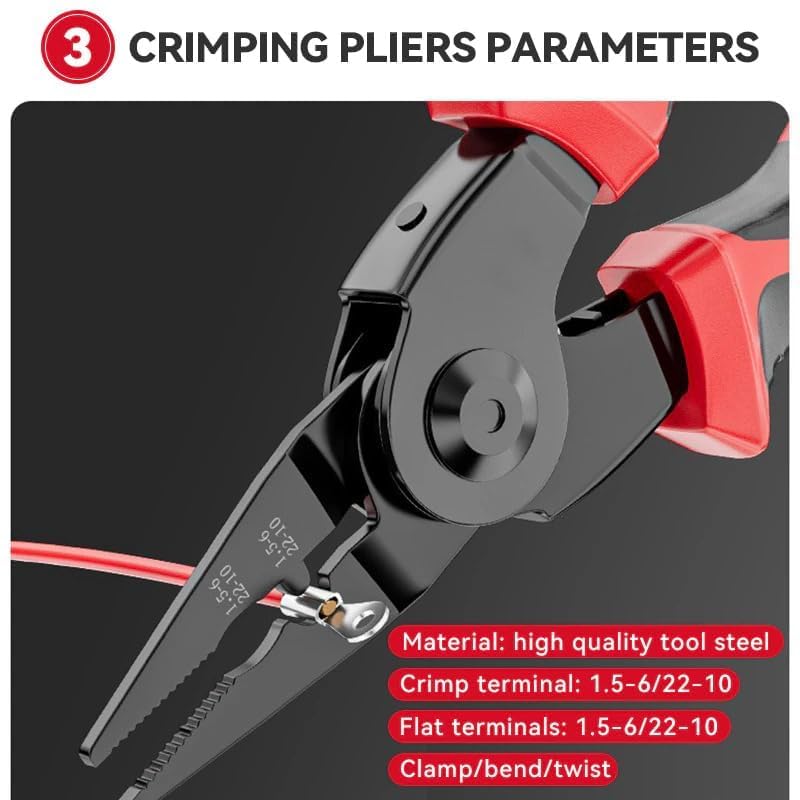 Feinerman 5 in 1 Multipurpose Lineman Pliers Set Wire Stripper Crimper Cutter Metal Shear Electricians Tool Combination Pliers with Adjustable Interchangeable Heads for Electrical DIY Work - Image 5