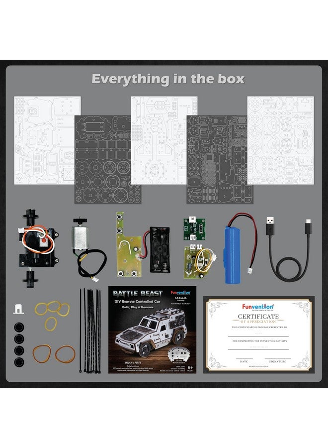 فنفينشين سيارة فانفنشن باتل بيست ذاتية التحكم - نموذج سيارة تحكم عن بعد بتردد 2.4 جيجاهرتز للأطفال - مجموعة أدوات بناء سيارة سباق عالية السرعة بمحرك مزدوج وشاحن من النوع C، صنع في الهند - Image 5