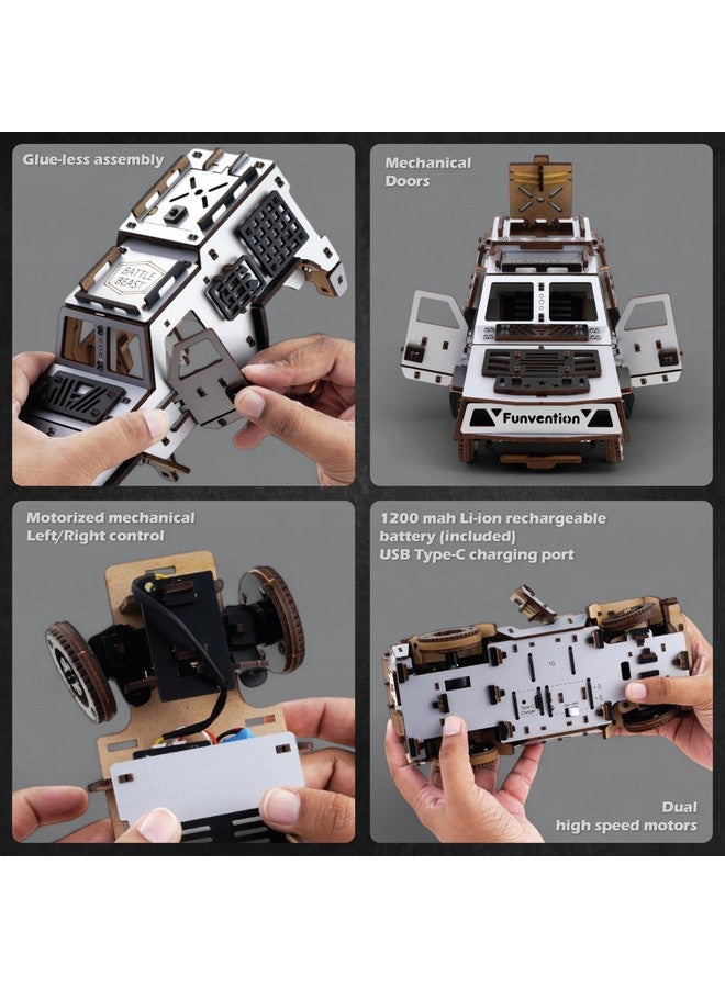 فنفينشين سيارة فانفنشن باتل بيست ذاتية التحكم - نموذج سيارة تحكم عن بعد بتردد 2.4 جيجاهرتز للأطفال - مجموعة أدوات بناء سيارة سباق عالية السرعة بمحرك مزدوج وشاحن من النوع C، صنع في الهند - Image 3