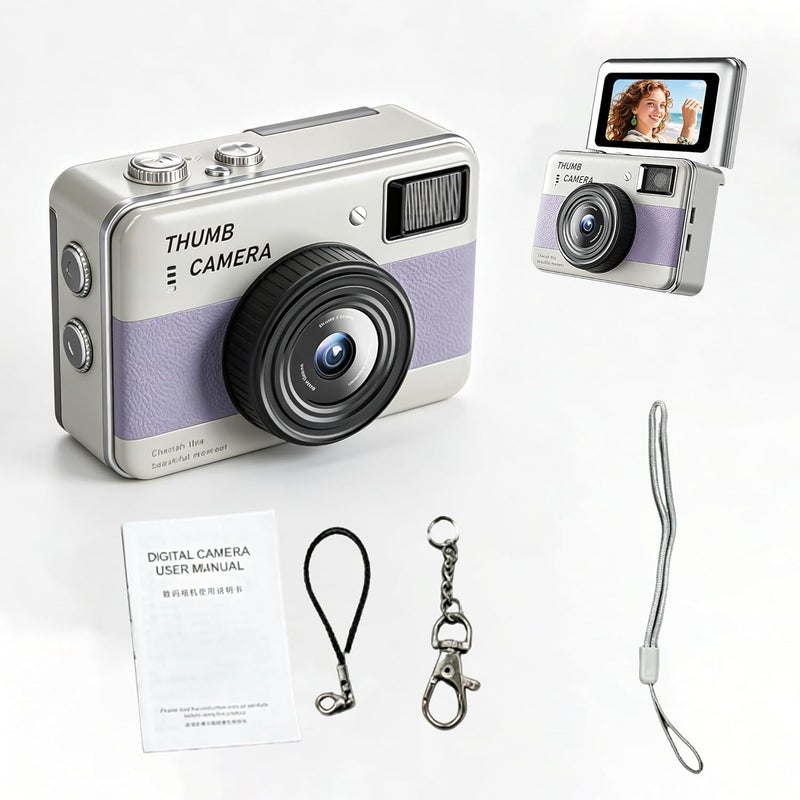 Small Keychain Digital Camera, 1.47 Inch LCD Screen Portable Video Recorder, Small Camera for Travel Vlog Recording & Night Shots (Purple) - Image 1