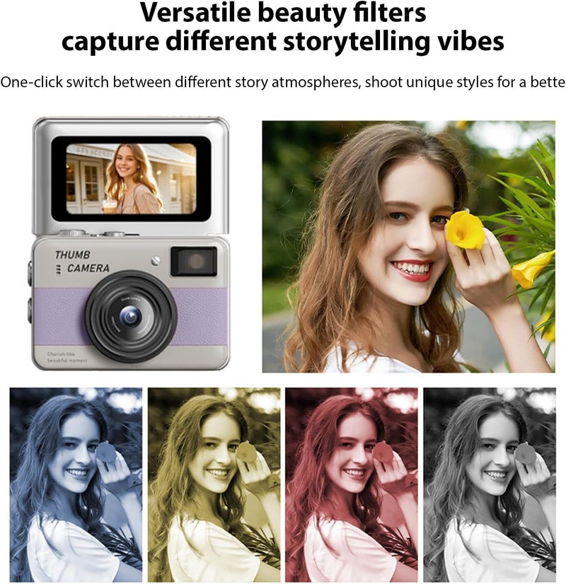 Small Keychain Digital Camera, 1.47 Inch LCD Screen Portable Video Recorder, Small Camera for Travel Vlog Recording & Night Shots (Purple) - Image 5