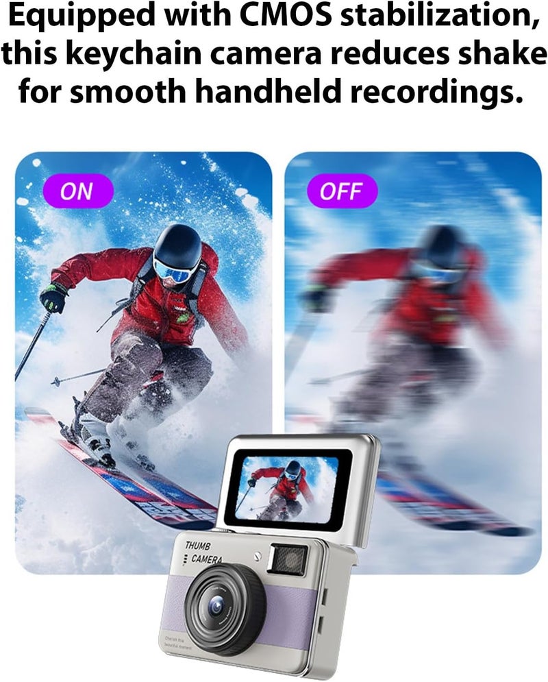 Small Keychain Digital Camera, 1.47 Inch LCD Screen Portable Video Recorder, Small Camera for Travel Vlog Recording & Night Shots (Purple) - Image 4